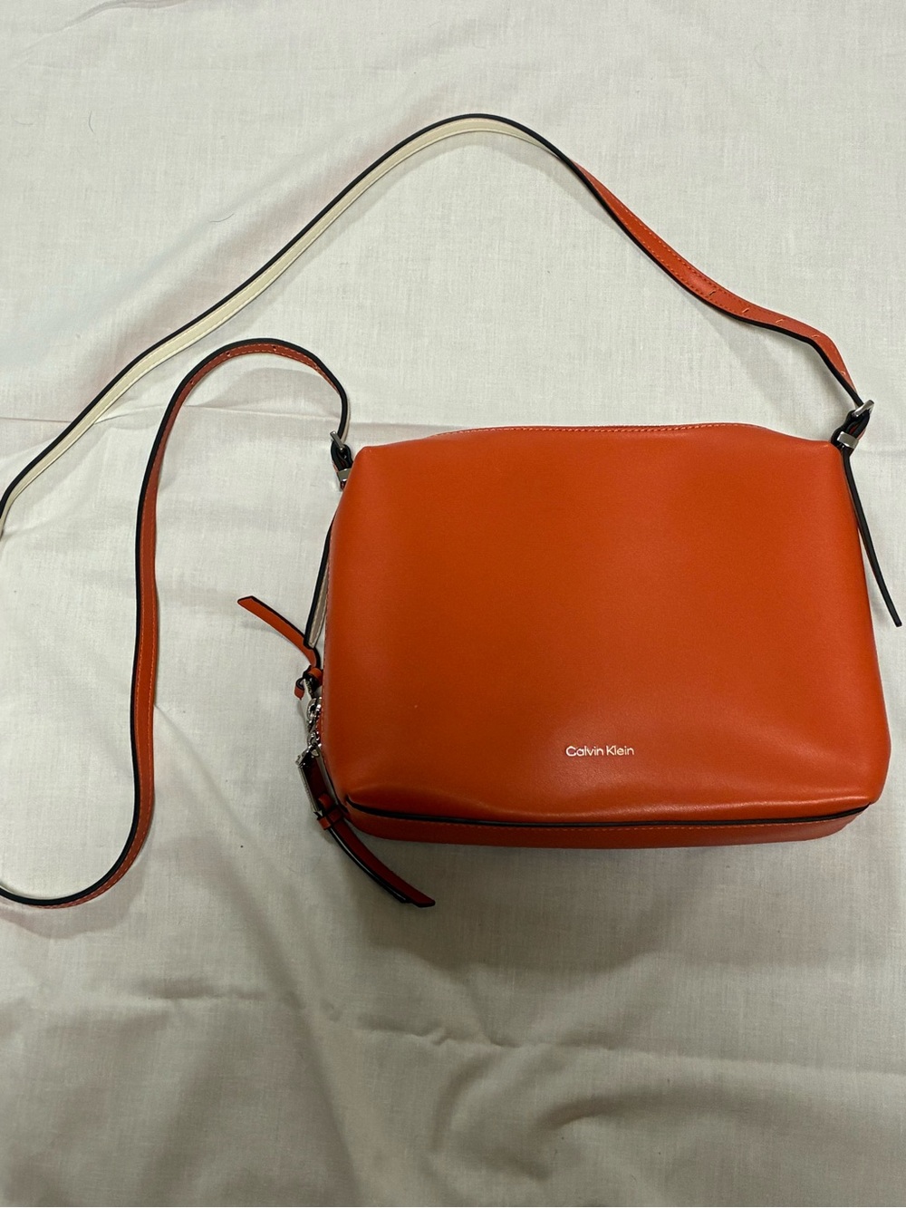 Calvin Klein Orange Leatherette Crossbody Bag Small/Medium